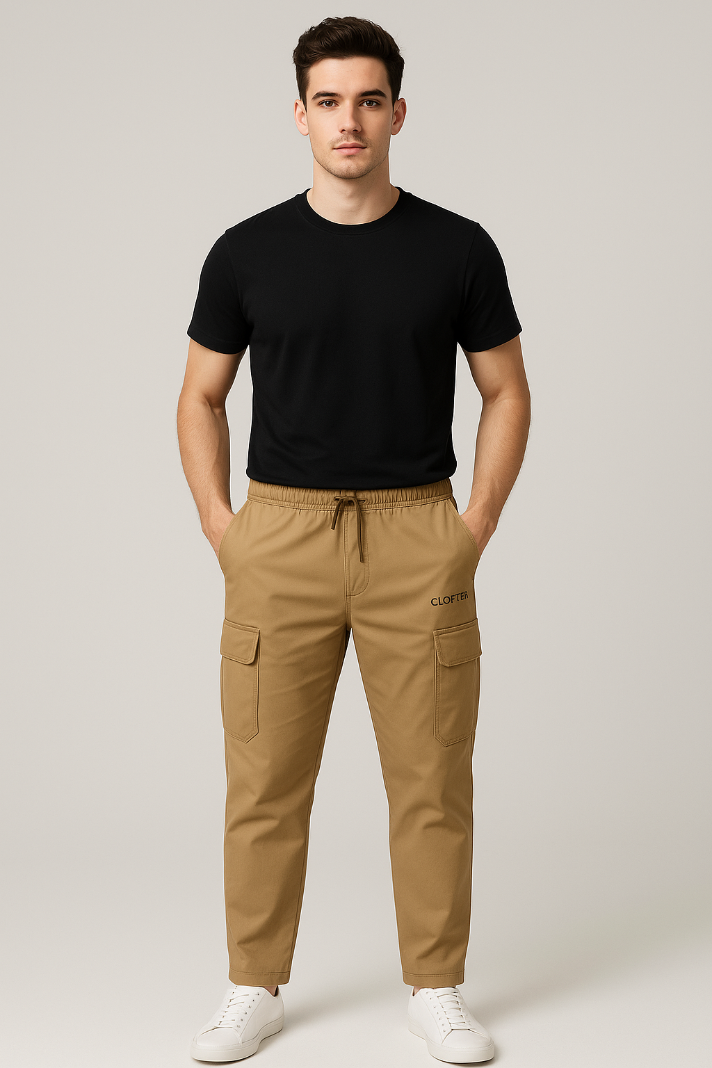 CLOFTER : Men cotton non jogger cargo pant ART : CARRAT - Image 2