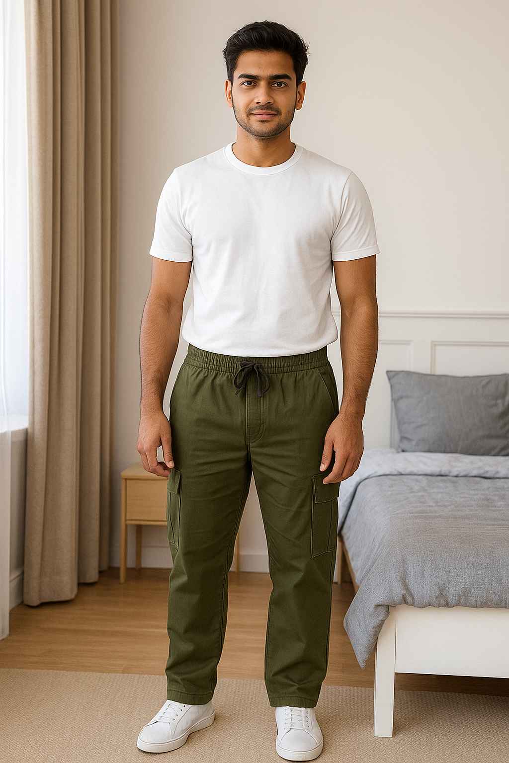 CLOFTER : Men cotton non jogger cargo pant ART : CARRAT - Image 2