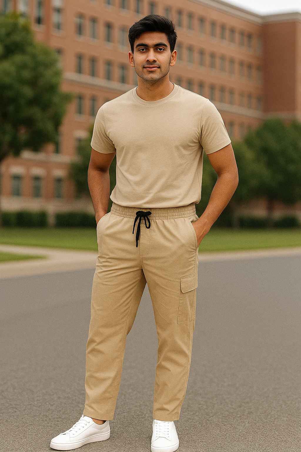 CLOFTER : Men cotton non jogger cargo pant ART : CARRAT - Image 4